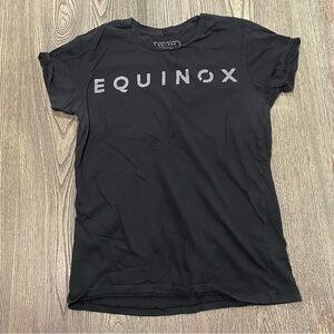 Equinox T-Shirt Short Sleeve Crewneck Pullover Cotton Logo Print Black Size L